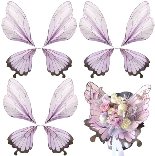 GORGECRAFT 20pz Carta da Regalo A Forma di Bouquet di Farfalle Carta da Regalo per Fiori Carta da Regalo A Forma di Ala Confezione Floreale Forniture per Fioristi per San Valentino Matrimonio Lilla