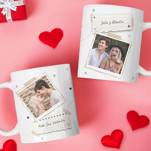 Transparent Gift Taza Personalizada con Fotos y Texto Notas. Regalos Originales para San Valentín. Tazas Desayuno para Regalar. Taza de Cerámica para Café Té. Regalo Personalizado para Novios, Novias.