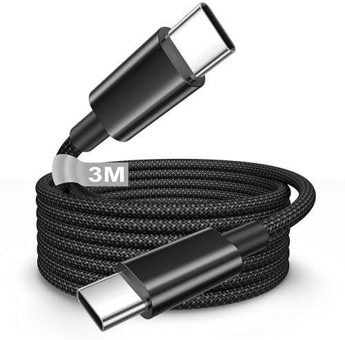 Poutek Cavo USB Type-C 3 Metri, 100W Cavo USB C a USB C Cavo Type C to Type C 3M Lungo Cavo Ricarica USB C Cavetto per iPhone 17/16/16 Pro Max/15/15 Pro Max/15 Plus, Macbook, iPad