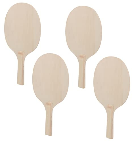 HANABASS 4pièces Raquettes Bois Amusantes pour Jeu De Badminton Et Ballon De Plage Set De Raquettes Bois Marron