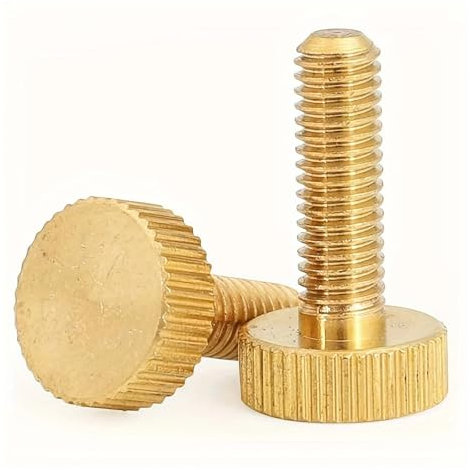 3/5 Stück M3 M4 M5 M6 Messing-Flachkopf-Handschraube aus reinem Kupfer mit großem Kopf, Rändelschraube, Griff, Festziehschraube(M6-12MM-3PCS)