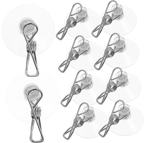 Healifty Sturdy Metal Suction Cup Clips 10 Pack for Window Car and Home Organizing Parking Permit Holder