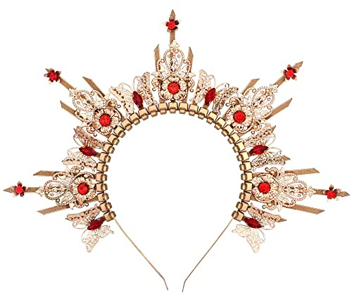 PartyforU Corona con aureola da dea per Halloween, copricapo con farfalla per feste rinascimentali, cosplay, servizi fotografici