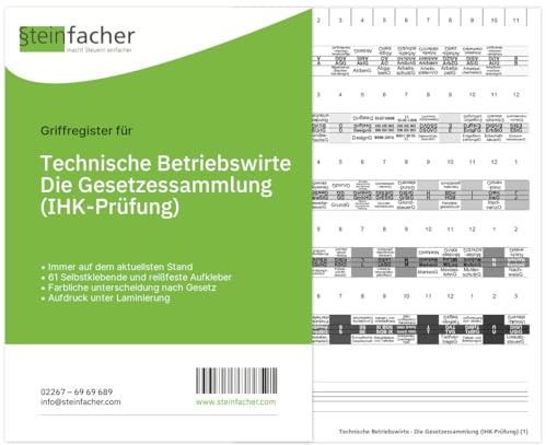 Steinfacher Griffregister für Technische Betriebswirte - Die Gesetzessammlung (IHK-Prüfung)