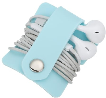 sourcing map Earbuds Holder Case, Earphone Wrap Headphone Case Cord Manager Cable Organizer Winder, Blue