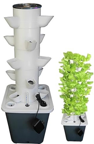 Hydroponic Tower(15/18/25/30 Holes), Hydroponic Growing System, Adapters + Water Pump, Energy Saving + Easy to Use, for Indoor Herbs, Fruits And Vegetables