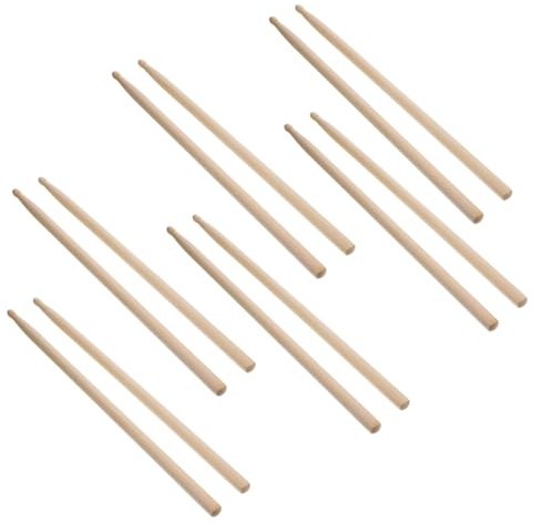 Drumsticks 5a für Übung und Akustik Drums, 6 Paar | Rutschfest, Angenehmer Griff, Stabile Ausführung, Geeignet für Viele Spielstile und Genres