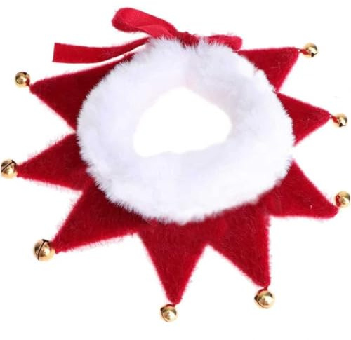 Hundehalstuch Weihnachten, Hundehalsband Weihnachten mit 8 Glöckchen, Verstellbare Katze Hunde Schal, Plüsch Haustier Kostüm Zubehör, Hund Katze Welpen Kätzchen (Rot, XL)