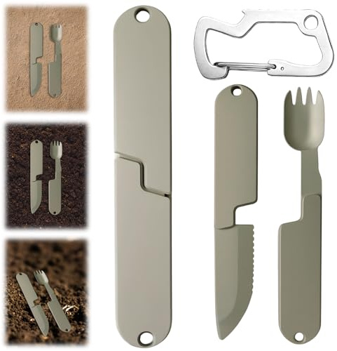 Spork, 2-in-1 Camping Utensils Set with Waist Clip, Compact and Lightweight Cutlery Set for Outdoor Activities, Good Camping Cutlery Set, Essential Gear for Hiking, Backpacking, and Picnics