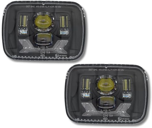 AC Tools Faros LED 5x7 Homologados con Luz Diurna, Cruce y Largas - 85W, 6000K, Carcasa de Aluminio con Válvula Anticondensación, 12-24V (2 pc)