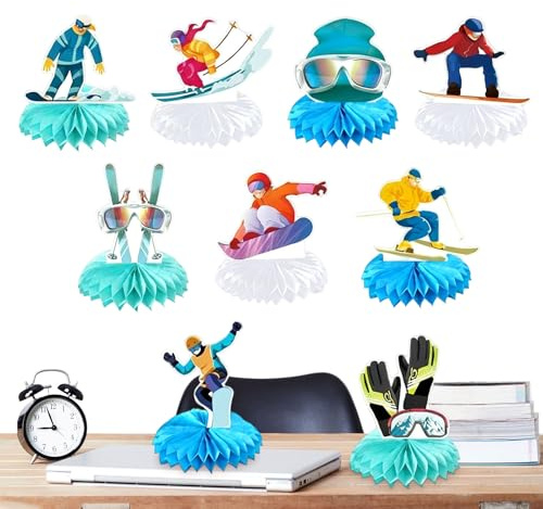 Dayysiuy Decoración Para Fiesta De Esquí - 9 Piezas De Decoración De Esquiador Deportivo | Decoraciones de Invierno para Fiesta de Cumpleaños - Para Hogar Mesa Superficie Escritorio Estante Mostrador