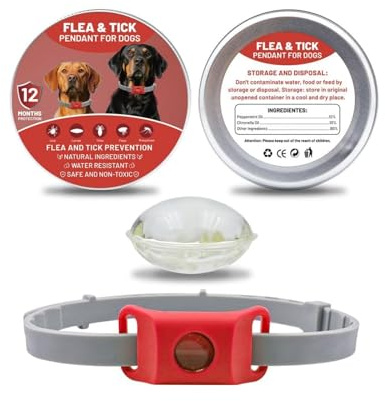 Colgante Repelente de pulgas y garrapatas para Perros, 100% Ingredientes Naturales, Protege contra pulgas y garrapatas.