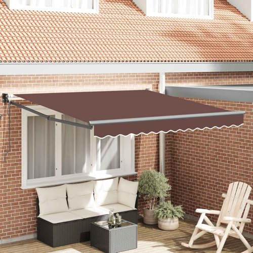 Brokky Toldo Motorizado 3 x 2.5 m Toldo Articulado Eléctrico con Mando a Distancia para Terraza, Jardín-Marrón-3 x 2.5 m-Marco Antracita