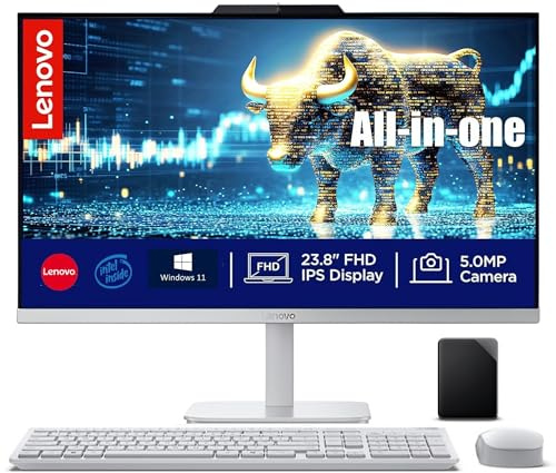 Lenovo 24 inch All in One Desktop| 32GB RAM| 1.5TB Storage(1TB SSD On Board & 512GB External)| Intel Ultra-Fast 4-Core CPU| Full HD Display| Wi-Fi 6| Windows 11 | Wireless KB & Mouse | Quiet Design