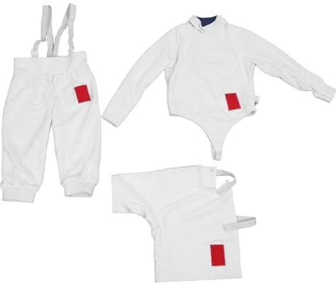 Depisuta Traje de Uniforme Deportivo de Esgrima, Pantalones de Esgrima Ajustables, Transpirables y Gruesos, Conjunto de Chaleco para Espada de Aluminio, Sable, Traje de Uniforme de (48)