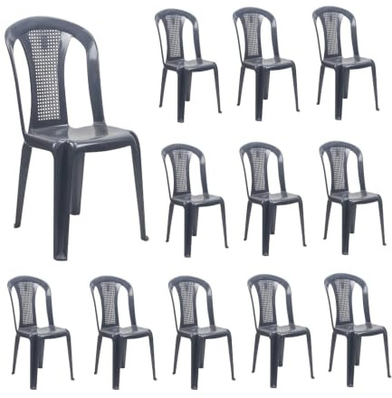 7H SEVEN HOUSE Pack 12 Sillas de Exterior Apilables sin Reposabrazos Napoli 49x42x88cm 7house