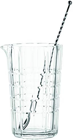 LEONARDO HOME Spiritii Rührglas + Löffel, 2-teiliges Set, 650 ml, Höhe 16 cm, Klarglas, 022762