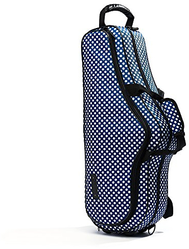 Beaumont „Blue Polka Dot“ Saxophontasche Koffer Hülle Etui Formschaumkoffer für Alt-Saxophon Instrumententasche Rucksack mit Schultergurt Gigbag farbig