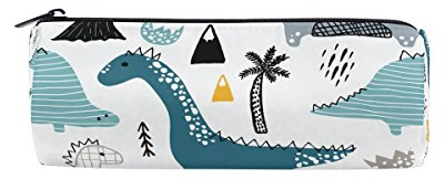 ISAOA Rundes Federmäppchen, Dino skandinavischer Stil, tragbare Stifttasche, Aufbewahrungstasche, Geldbörse, Stifthalter, geeignet für Kinder, Studenten oder Büros, Reise-Make-up-Tasche