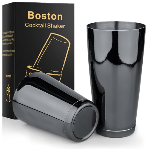 Stainless Steel Boston Shaker - 2-Piece 18oz & 28oz Professional Bartender Cocktail Shaker Bartender Shaker Kit - CTSK0013 (Black)