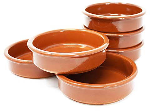 ToCi Juego de 6 cuencos para tapas de color marrón, 175 ml, cuencos de postre de arcilla mediterránea, diámetro de 11,5 cm