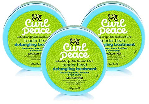 Just for Me Curl Peace Tender Head Detangling Treatment (3 Pack) - Rinses Away Knots, Pre-Wash, Post-Styling, Contains No Parabens, Sulfates, Mineral Oil, Petrolatum, or Animal Testing, 12 oz