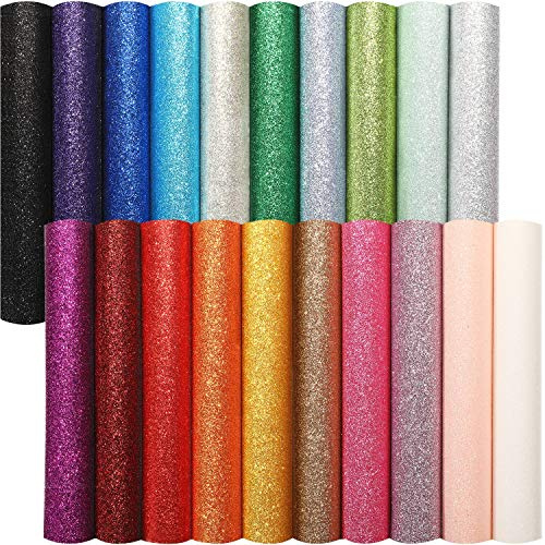 WILLBOND 20 Stück Valentinstag Glänzende Glitzer Kunstleder Blätter PU Kunstleder Stoff Blatt für DIY Handwerk Hochzeit Nähen Ohrringe Handwerk Haarschleifen Clips Deko Gefallen, 8,3 x 11,8 Zoll