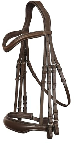 Exion - Briglia doppia da dressage progettata per cavalli con due redini in pelle