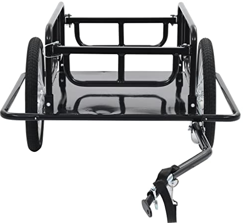 Fahrradanhänger, 50 KG Transportanhänger Lastenanhänger Radanhänger Gepäckwagen Anhänger Handwagen aus Stahl, Schwarz, 130 x 73 x 48,5 cm