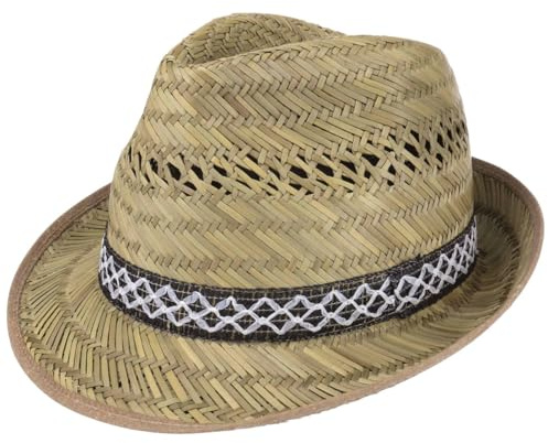 Lipodo Erntehelfer Sonnenhut Trilby-Look Hut leichtes Stroh Garnitur Damen Herren Made in Italy Frühling Sommer