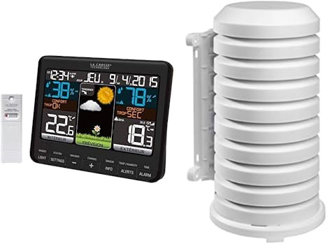 La Crosse Technology - WS6825 - Station météo colorée - Noir & Coque pour article & metteur TFA Dostmann 98.1114.02, blanc, 10,2 x 9,5 x 17,5 cm