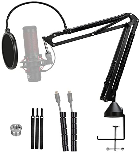 Youshares Quadcast Mikrofonarm mit Pop-Filter – Professioneller verstellbarer Scheren-Mikrofonarm kompatibel mit Quadcast S Mikrofon
