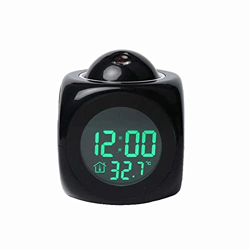Projection Alarm Clock for Bedrooms Digital Voice Report Alarm 12/24 HDigital Electric Clocks Projection On Ceiling with Voice Talking LED Time Temperature Display for Bedroom, Bedside ,Office (Black)