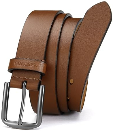 CHAOREN Ledergürtel Herren, Herren Gürtel Leder Schwarz 35mm für Jeans | Solide Zinklegier Schnalle, Hochwertiger Leder, Lässiger Jeansgürtel, Geschenkbox, Klassischer Hosengürtel, Freizeit Alltag