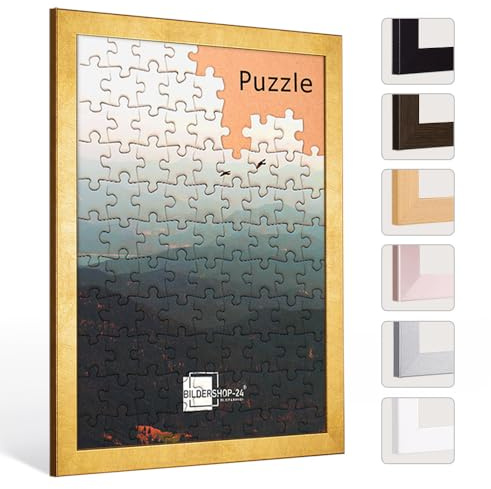 Bildershop-24 Puzzlerahmen London für Puzzle ca. 500-1000 Teile 48x68cm 68x48cm Blattgold mit Acrylglas