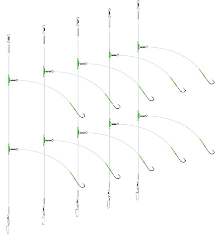 Luroad 5 Stück Angelhaken für Meeresangeln, Flapper-Rigs für Meeresangeln, Strandwerfen, Uferfischen, Flunder, Whiting, Barsch, Scholle