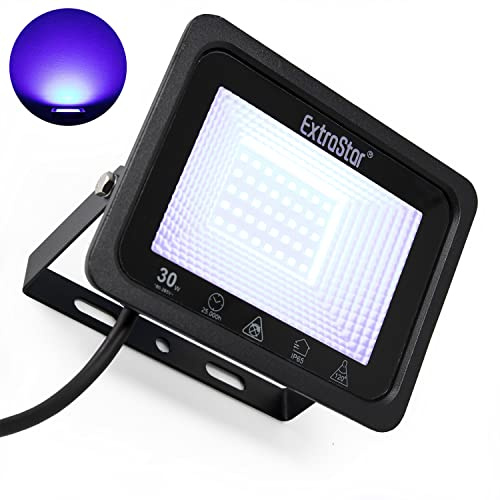 EXTRASTAR LED Strahler 30W Außen 2400LM Superhell farbig Außenstrahler, IP65 Wasserdicht LED Fluter, Außenlampe für Hinterhof, Auffahrt, Türen, Garage, Flur, Garten(Blau)
