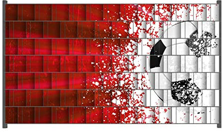 Wallario Zaun Sichtschutz Windschutz für EIN- und Doppelstabmattenzäune in der Größe Breite 2,50m x Höhe 1,40m, Motiv: Fußball - Splashing Design in rot
