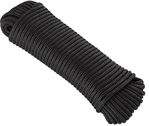 KuTi Kai 20M(64FT) Powerful Nylon Rope,Solid Nylon Line,Thick Multipurpose Durable Long Rope for Wedding,Fishing and DIY etc (10mm, Black)