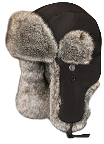 Heavyoff Erwachsenen Trappermütze Wintermütze Fliegermütze Winter Thermal Fellmütze mit Ohrenklappen Schwarz Mittel