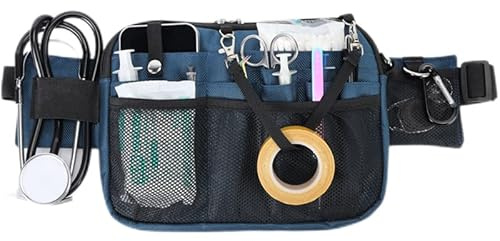 Nurse Utility Organizer Fanny Pack Hip Bag Waist Pack Pouch Case with Multi-Compartment and Tape Holder for Medical Scissors Care Kit Tool (Navy Blue)