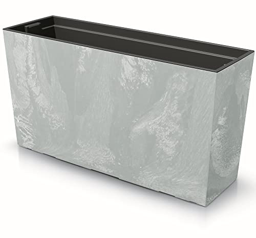 botle Jardinière en plastique avec bac à fleurs 77 x 40 cm - Structure en béton - Grande taille avec 2 stabilisateurs - Résistant aux UV - Pour intérieur et extérieur