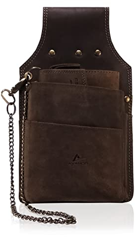 Leder Kellnerset Kellnerholster + Kellnerbörse (182A) Börse Halfter Tasche Braun Neu