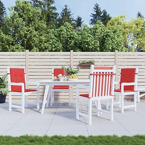 ZEYUAN Gartenstuhlauflagen 4 STK Sitzauflagen Gartenmöbel, Gartenstuhlauflagen, Hochlehner Auflagen, Auflagen Hochlehner, Stuhlauflagen, Rot 100x50x3 cm