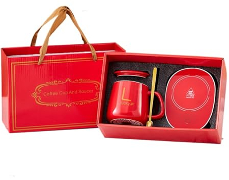 MBETA Coffret Cadeau En Céramique De Tasse De Café De Température Constante De 55°C (Rouge)