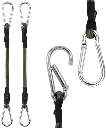 VBNZBK 2 Stück Spanngummi mit Karabiner 30cm,Expander mit Haken 8mm Grün,Gummibänder mit Haken & Bungee Cord für Auto,Fahrrad,Camping,Tarps