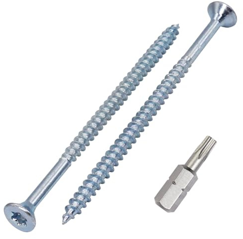 SKIR'CO (60 Stück) Holzschrauben aus verzinktem Stahl 5,0 x 80 mm, Torx Senkkopfschrauben, Spanplattenschrauben, Teilgewinde