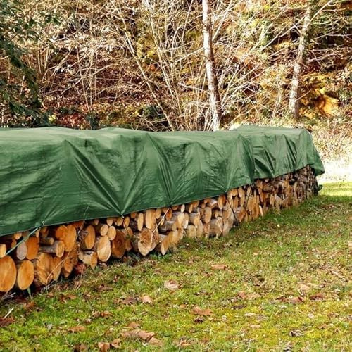 DIY-24H | Abdeckplane Gewebeplane 90g/m² grün | 16 Verschiedene Größen wählbar, Schutzplane Bootsplane Holzplane Plane mit Ösen für Pool Gartenmöbel Trampolin Auto wasserdicht (4m x 8m)