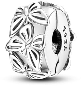 CYCUFF Clip Espaciador para Pulsera de Plata de Ley 925 con Circonita Cúbica para Cierre de Clip, Regalo para Mujeres, Familia y Amigos (clip de mariposa)