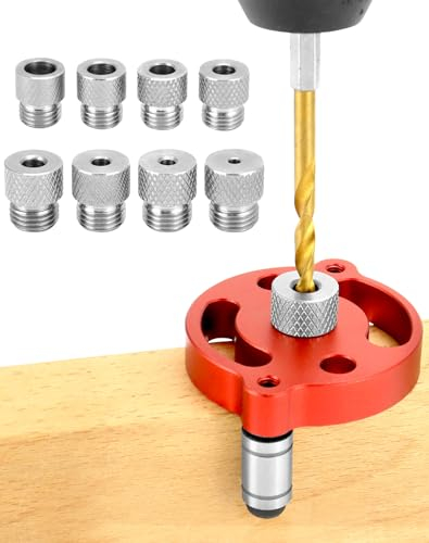 QWORK® Woodworking Center Finder Kit, Drill Guide Locator with 3/4/5/6/7/8/9/10mm Drill Bushings
